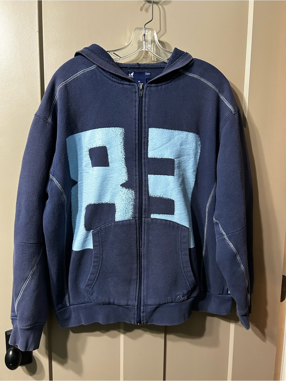 Kangol Navy blue Zip-Up Hoodie Light Blue 83 Graphic
